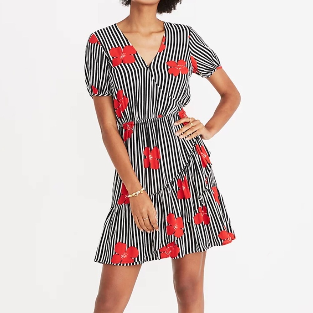 Madewell Ruffle Wrapped Dress in Candied Orchids 14